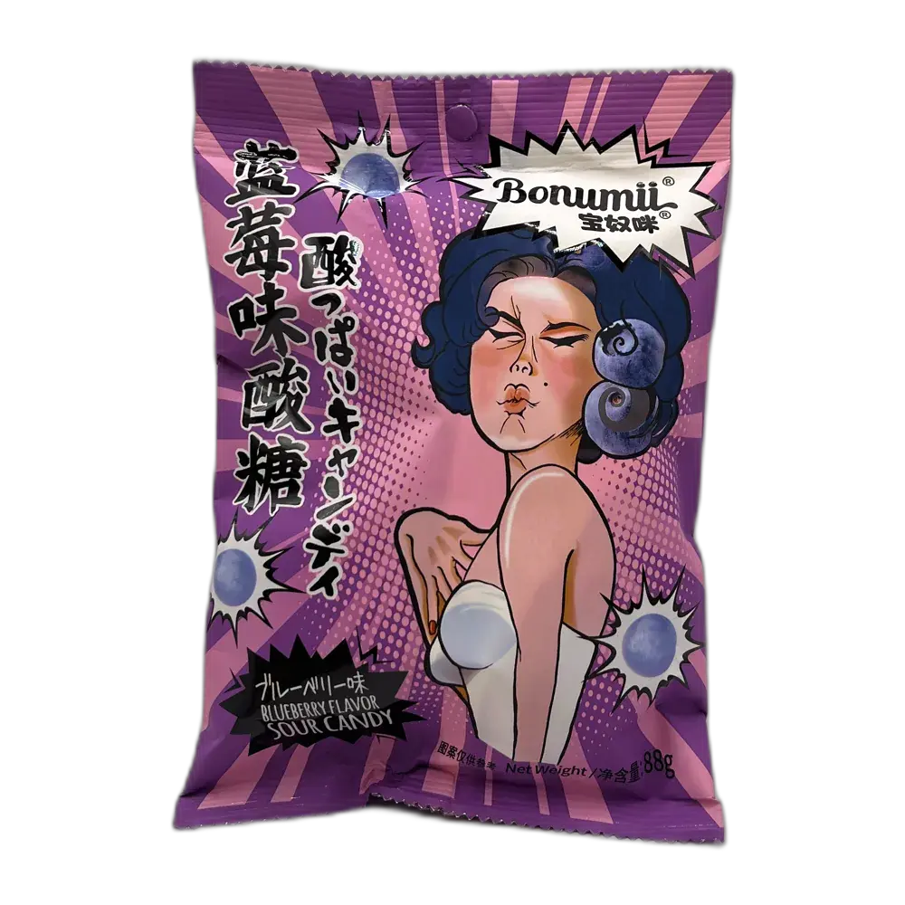 BONUMII Saure Bonbon Blaubeer Geschmack 88G – Extra saure Hartbonbons