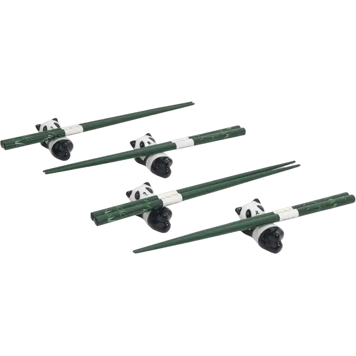 Chopsticks Set Panda 4 Personen – Essstäbchen mit Keramik-Ablagen
