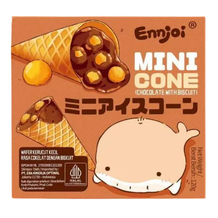 ENNJOI Chocolate Mini Cone 120G – Knusprige Mini-Waffelhörnchen mit Schokoladencreme