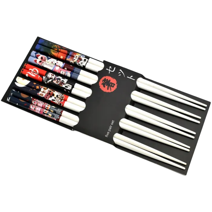 Essstäbchensatz 5 Paar Glückskatzen 22,5cm – Lucky Cat Chopsticks Set