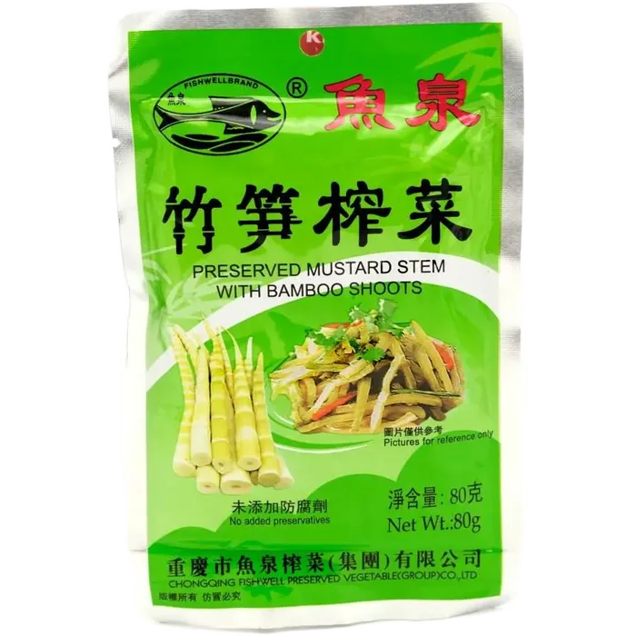 FISH WELL Eingelegtes Senfgemüse mit Bambus 60G – Fertige Asia-Beilage