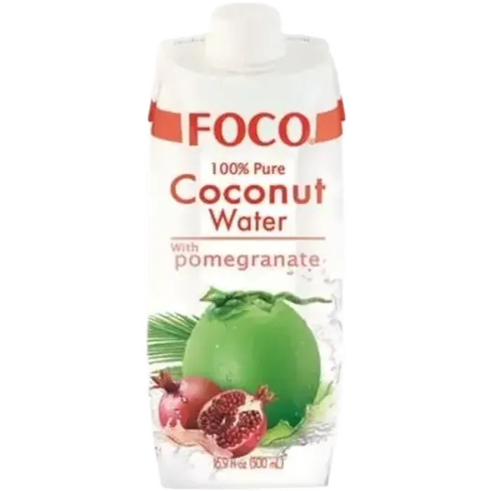 FOCO Kokoswasser mit Granatapfel 500ML – Natürliches Kokosgetränk