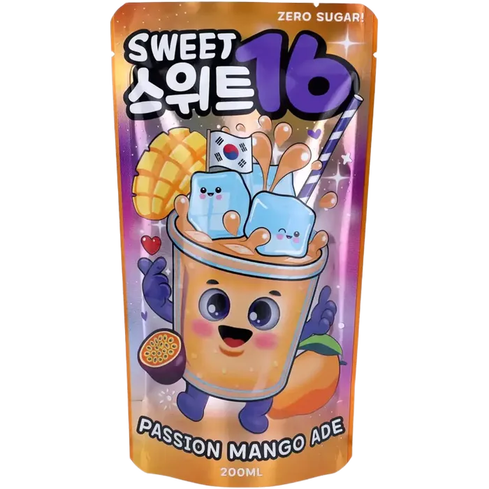 KR Sweet16 Passion Mango Zero 200ML – Koreanischer Mango-Maracuja Ade ohne Zucker