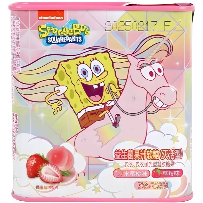 LEDA Spongebob Can Drops Strawberry & Peach 95G – Probiotische Jelly Drops