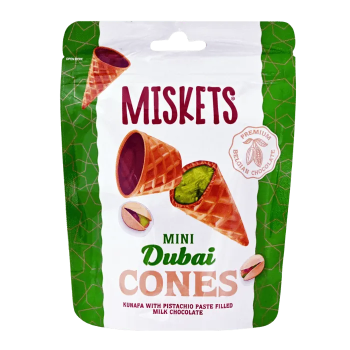MISKETS Waffel Mini Dubai Style 50G – Pistazie & Kunafa Mini Cones
