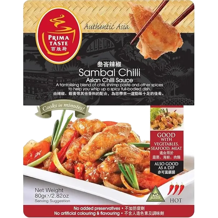PRIMA TASTE Sambal Chilli Sauce 80G – Sambal Chili Würzpaste aus Singapur