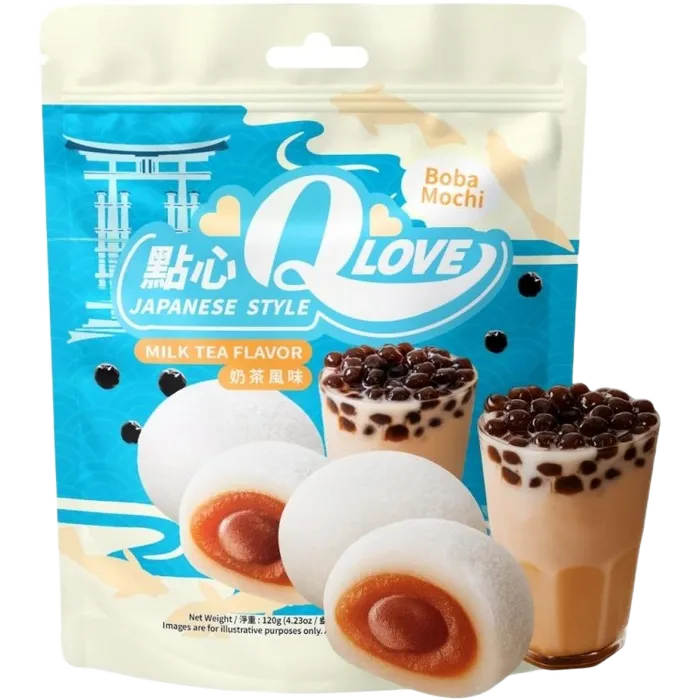 QLove Mochi Boba Milk Tea Standing Pouch 120G – Milk Tea Mochi