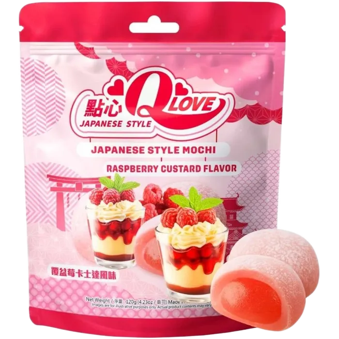 QLove Mochi Raspberry Custard 120G – Himbeer Custard Mochi