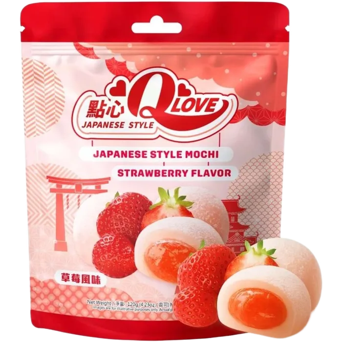 QLove Mochi Strawberry Standing Pouch 120G – Erdbeer Mochi