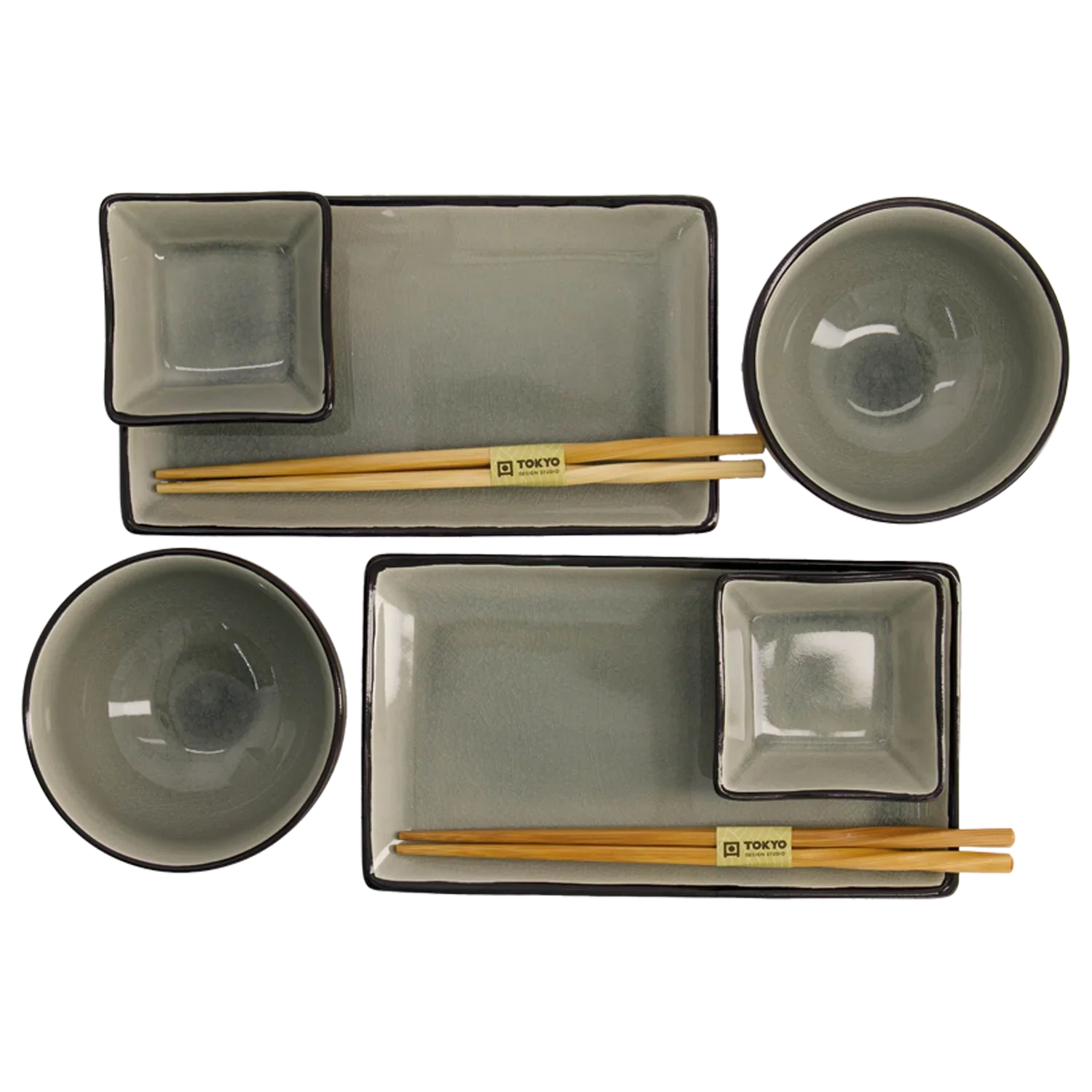 TOKYO DESIGN Glassy Grey Giftset 8-teilig – Porzellan Sushi Set